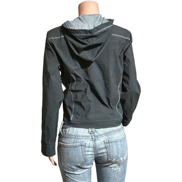women's stretch nylon zip up thin casual hoodie short sweater  M - Picture 3 of 5